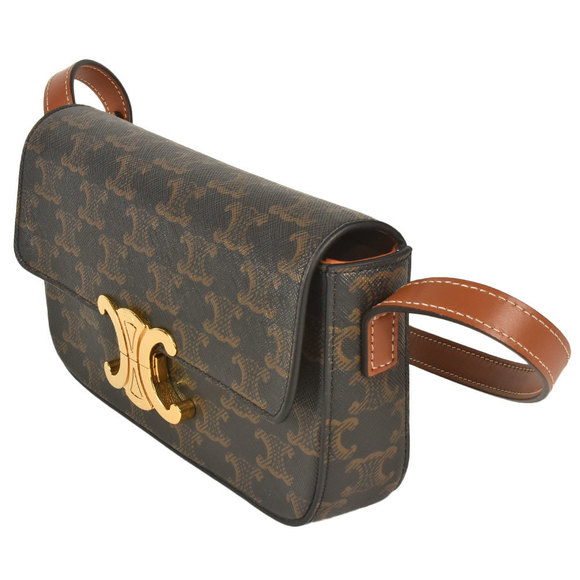 Celine Triomphe One-Shoulder Bag Canvas Leather Black - Picture 2 of 7